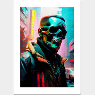 Abstract Cyberpunk Skull Posters and Art